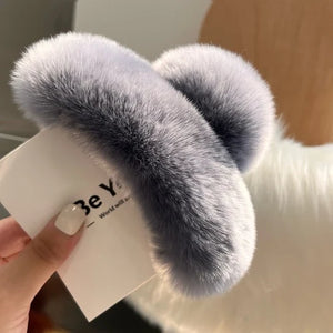 Rex Rabbit Fur Hair Claw Large Hairpin Plush Hair Scratching Ponytail Claw Clip