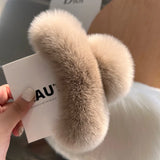 Rex Rabbit Fur Hair Claw Large Hairpin Plush Hair Scratching Ponytail Claw Clip