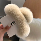 Rex Rabbit Fur Hair Claw Large Hairpin Plush Hair Scratching Ponytail Claw Clip