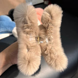 Rex Rabbit Fur Hair Claw Large Hairpin Plush Hair Scratching Ponytail Claw Clip