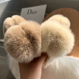 Rex Rabbit Fur Hair Claw Large Hairpin Plush Hair Scratching Ponytail Claw Clip