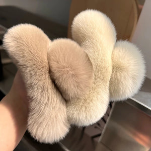 Rex Rabbit Fur Hair Claw Large Hairpin Plush Hair Scratching Ponytail Claw Clip