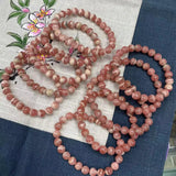 Rhodochrosite Bucket Bead Hand String Bracelet 8mm
