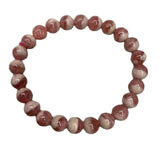 Rhodochrosite Bucket Bead Hand String Bracelet 8mm