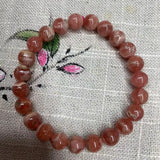 Rhodochrosite Bucket Bead Hand String Bracelet 8mm