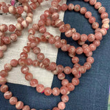 Rhodochrosite Bucket Bead Hand String Bracelet 8mm