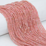 Natural Rhodochrosite Edge Faceted Cube Beads 2.2mm