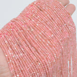 Natural Rhodochrosite Edge Faceted Cube Beads 2.2mm