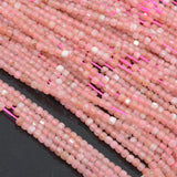 Natural Rhodochrosite Edge Faceted Cube Beads 2.2mm