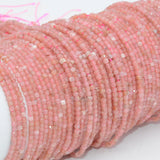 Natural Rhodochrosite Edge Faceted Cube Beads 2.2mm