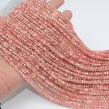 Rhodochrosite Faceted Rondelle Beads 4mm