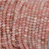 Rhodochrosite Faceted Rondelle Beads 4mm
