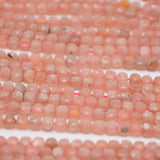 Natural Rhodochrosite Faceted Cube Beads 4mm