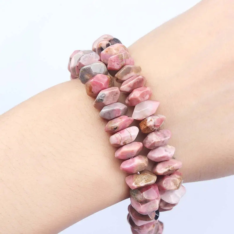 Rhodonite Beads 6x11mm Irregular Cut Gems 7.5'' Strand