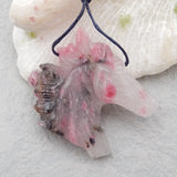 Rhodonite Carved Horse Head Pendant Bead 43x40x8mm