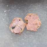 Natural Rhodonite Earrings Bead 20x16x4mm/18x15x4mm