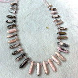 Rhodonite Stone Beads 15'' Sticks Crystal Point Shape DIY Loose Beads