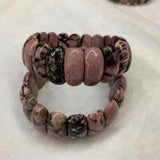 Natural Rhodonite Stone Beads Bracelet Gemstone Bangle DIY Bracelet for Woman