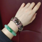 Natural Rhodonite Stone Beads Bracelet Gemstone Bangle DIY Bracelet for Woman