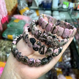 Natural Rhodonite Stone Beads Bracelet Gemstone Bangle DIY Jewelry Gift