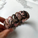Natural Rhodonite Stone Beads Bracelet Gemstone Bangle DIY Bracelet for Woman
