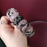 Natural Rhodonite Stone Beads Bracelet Gemstone Bangle DIY Bracelet for Woman