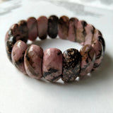 Natural Rhodonite Stone Beads Bracelet Gemstone Bangle DIY Bracelet for Woman