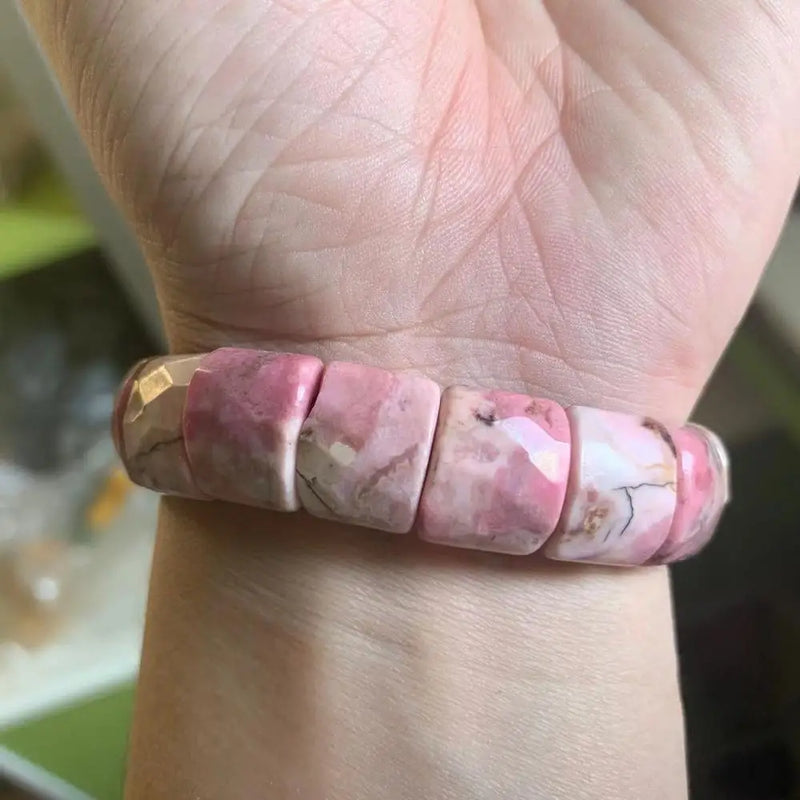 Rhodonite Stone Beads Bracelet Bangle for DIY Jewelry Gift