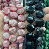 Natural Rhodonite Tourmaline Stone Beads 15'' Irregular DIY Loose Beads