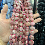 Natural Rhodonite Tourmaline Stone Beads 15'' Irregular DIY Loose Beads