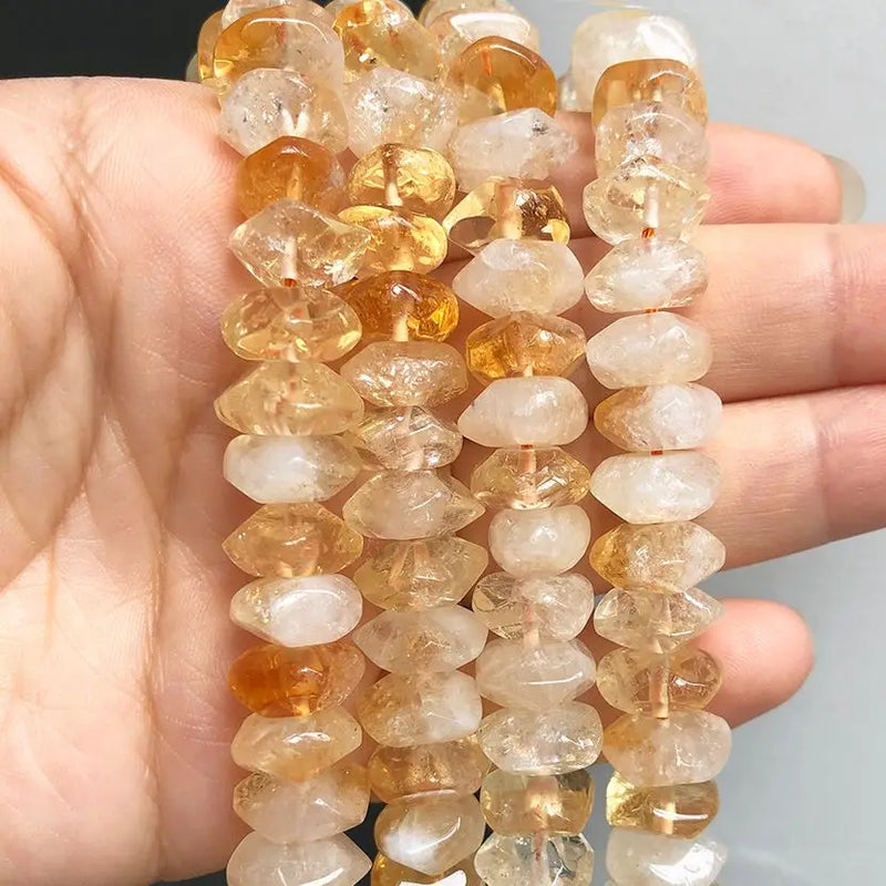 Natural Yellow Citrines Quartz Irregular Loose Spacer Beads for Jewelry Making