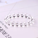 Rock Crystal Beaded Bracelet Women Reiki Clear Quartz Stone Chakra Bangle