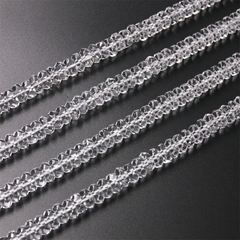 Clear Quartz Strand Beads Rondelle Faceted Abacus Shape 3x6/4x8mm