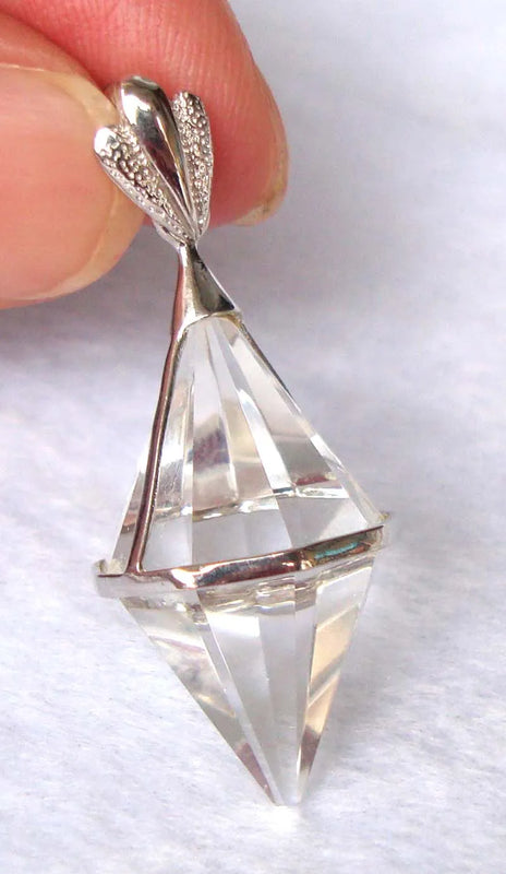 Rock Crystal BiCone Pendant Women Jewelry Wedding Gift