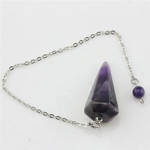 Pink Quartz Crystal Hexagon Pyramid Reiki Pendulum Pendant
