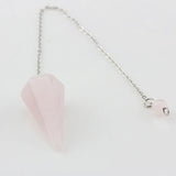 Pink Quartz Crystal Hexagon Pyramid Reiki Pendulum Pendant