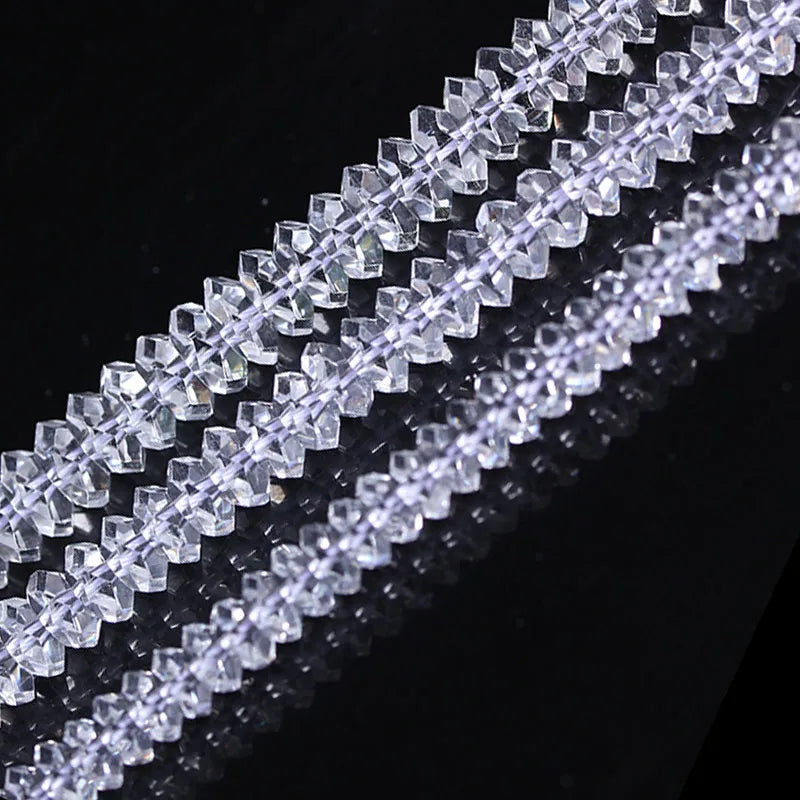Rock Quartz Beads Faceted Rondelle Clear Crystal Loose Beads