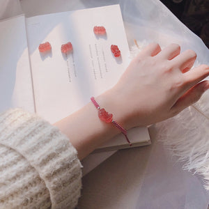 Natural Rose Crystal PiXiu Bracelet Quartz Beaded Bangle Bracelet