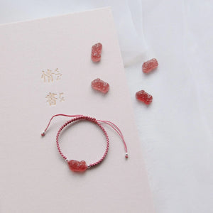 Natural Rose Crystal PiXiu Bracelet Quartz Beaded Bangle Bracelet