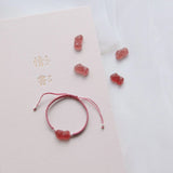 Natural Rose Crystal PiXiu Bracelet Quartz Beaded Bangle Bracelet
