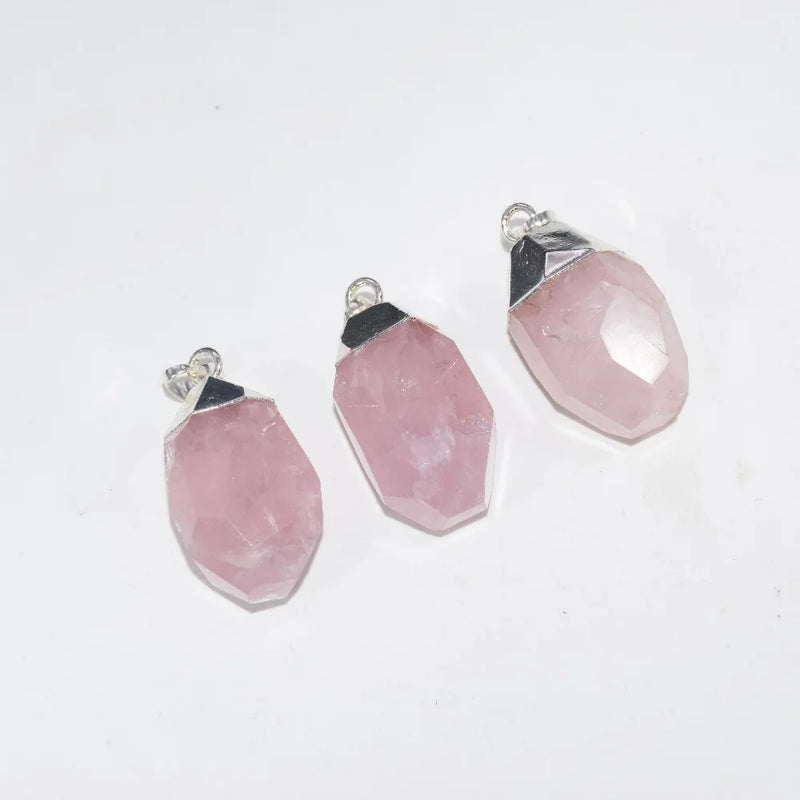 Rose Crystal Quartz Point Pendant for Women Necklace