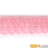 Natural Rose Pink Jades Faceted Round Beads 15in Strand for Jewelry Making