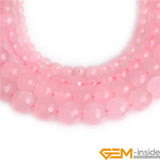 Natural Rose Pink Jades Faceted Round Beads 15in Strand for Jewelry Making