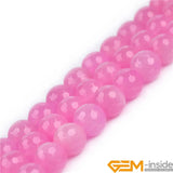 Natural Rose Pink Jades Faceted Round Beads 15in Strand for Jewelry Making