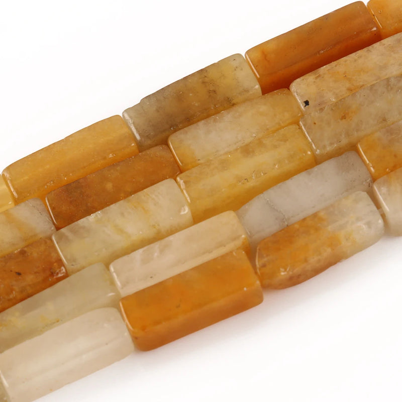 Rose Pink Quartz Crystal Jade Tube Beads 13x4mm 15''