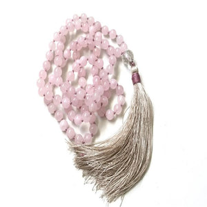 Rose Quartz 108 Beads Tassel Necklace Chakra Wrist Cuff