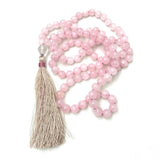 Rose Quartz 108 Beads Tassel Necklace Chakra Wrist Cuff