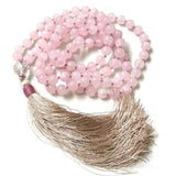 Rose Quartz 108 Beads Tassel Necklace Chakra Wrist Cuff