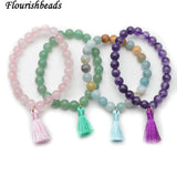 Rose Quartz Stone Beads Tassel Bracelet