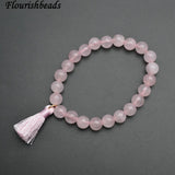 Rose Quartz Stone Beads Tassel Bracelet